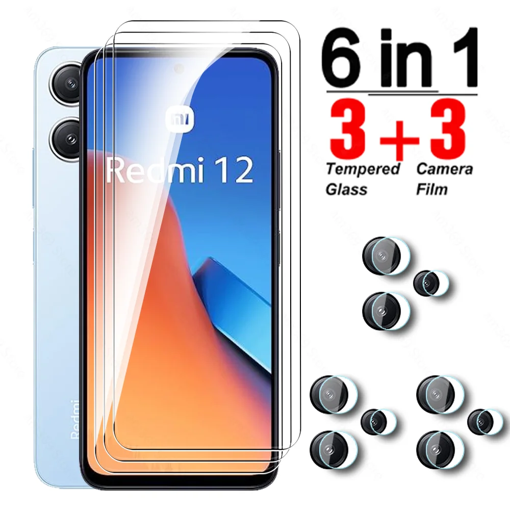 

6To2 Tempered Glass For Xiaomi Redmi 12 4G 6.79'' Screen Protector Redmy Redme Readme Radmi 12 Redmi12 2023 Camera Safety Film