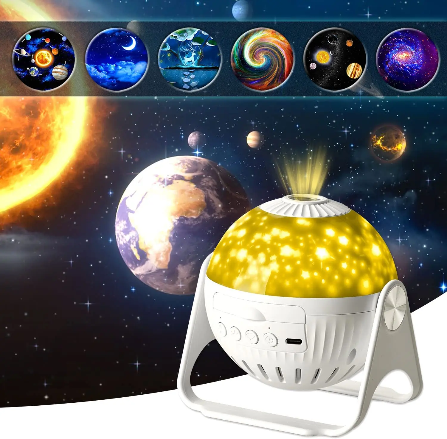 LED Star Planetarium Galaxy Projector 7 in 1 360° Rotate Night Lights Projector Lamp for Home Bedroom Room Decoraion Kids Gifts