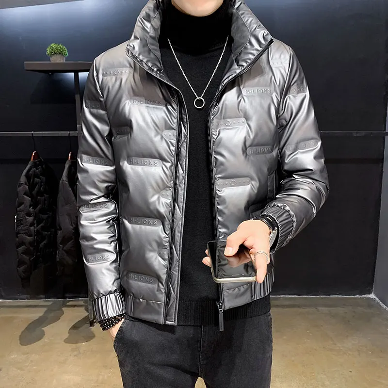 2021 new autumn winter men's brand down jacket coat men high quality Sequins striped windproof and warm short black down jacket