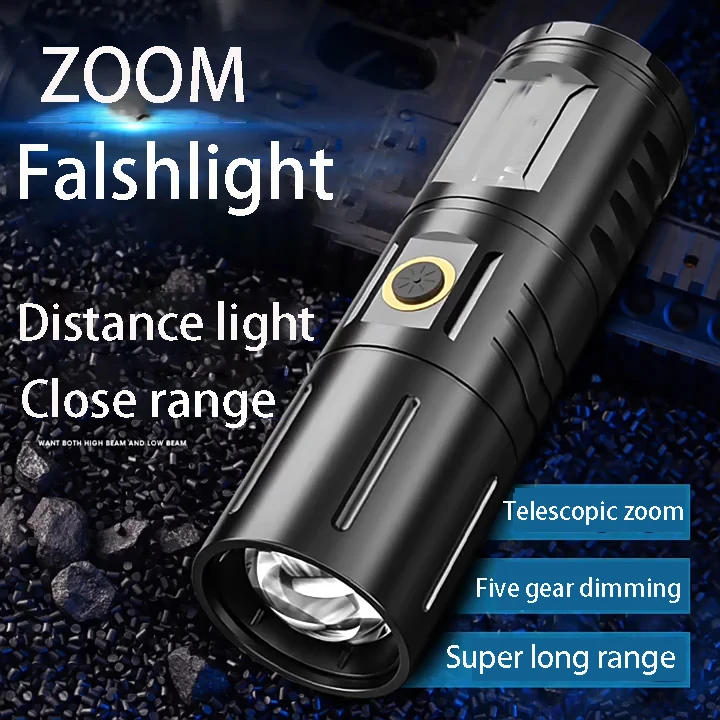 Powerful Zoom LEP Flashlight 1500 Meter Built in 55950 Battery 9000mA USB Fast Rechargeable Tactical Military Search Torch Light