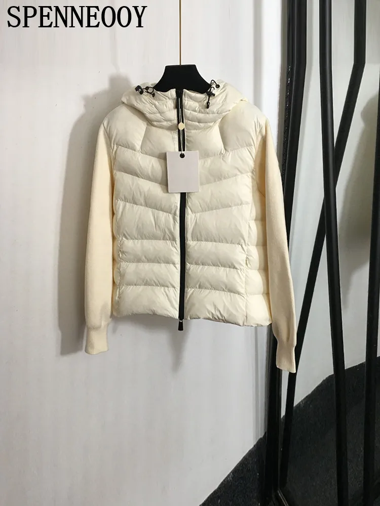 SPENNEOOY модный подиумный зимний пуховик цвета слоновой кости женский прямой