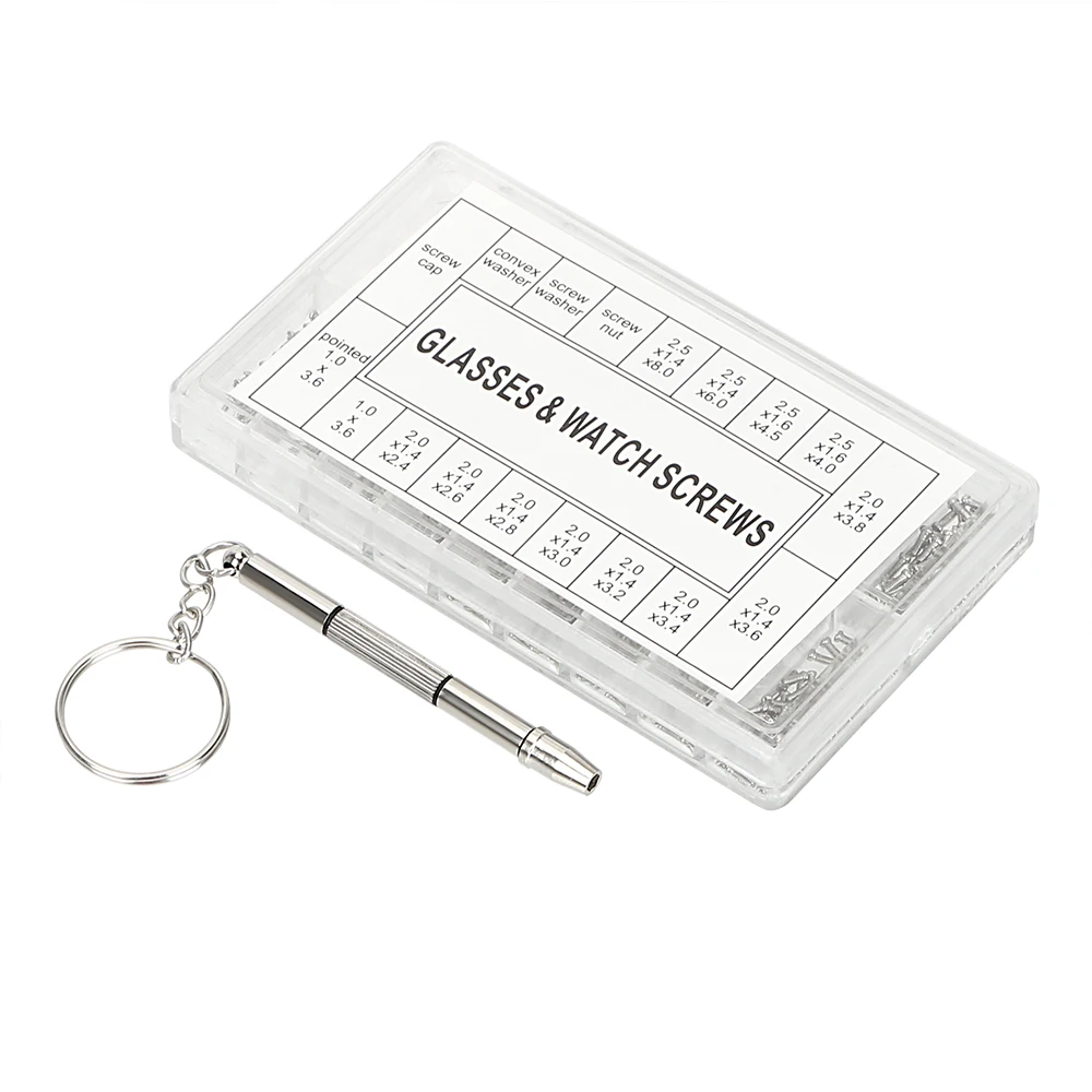 

Stainless Steel Screws Nut and Screwdriver For Glasses Sunglass Watch Spectacles Phone Tablet Micro Repair Tool Set