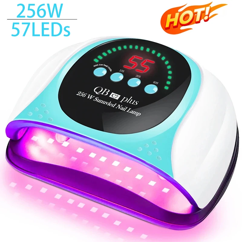 

256W High Power UV LED Lamp For Nails Gel Polish Drying Lamp With 57LEDs Quick Dry Professional Material Manicure Machine Tools
