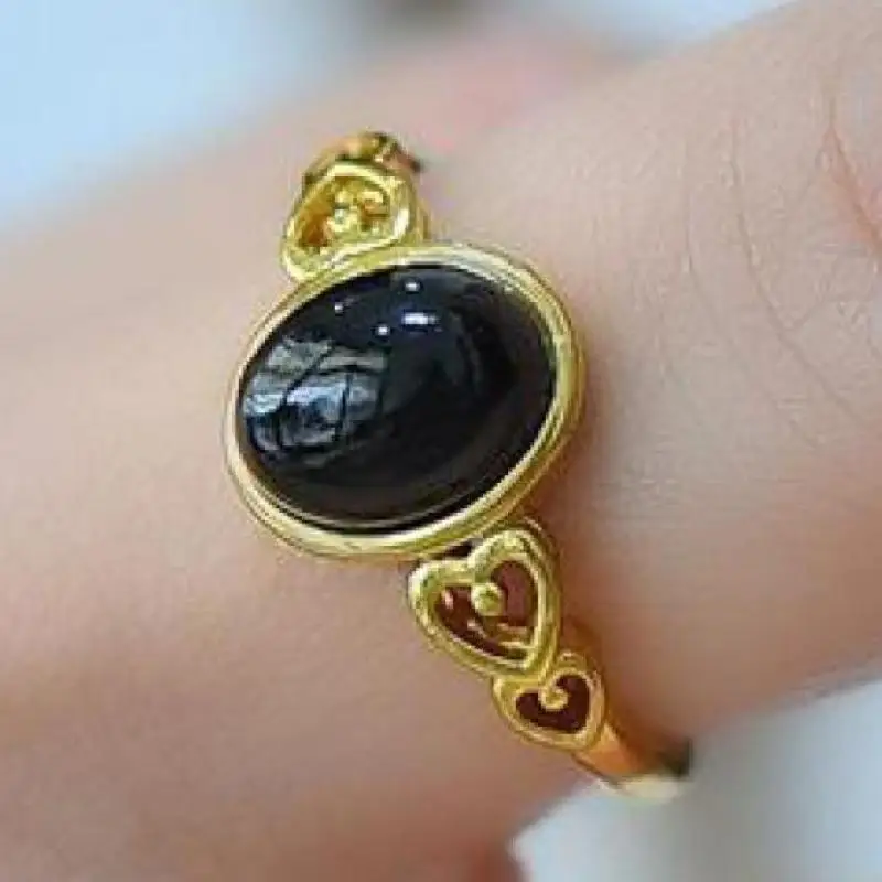 

Gold Copper Inlaid Cyan Jade Rings Adjustable Women Band Real Chinese Xinjiang Nephrite Jades Ring For Girlfriend Mom Gifts