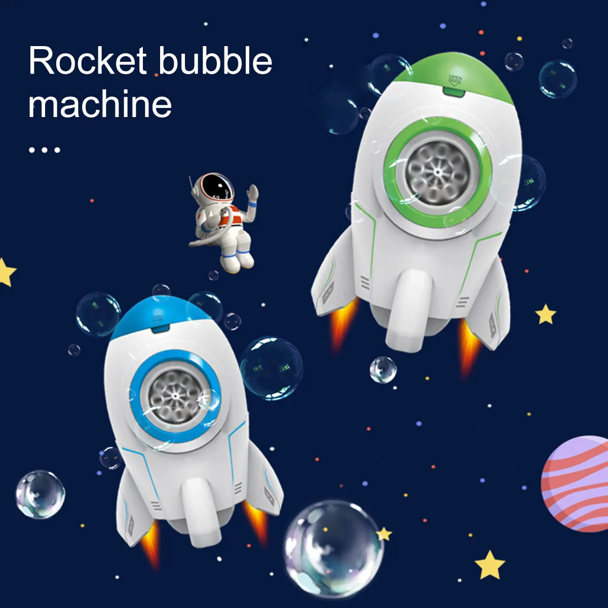 

Bubble Gun 4000+ Bubbles/min Automatic Rocket Boom for Kid Light Up Music Rocket Bubble Machine Party Supplies for Birthday Gift