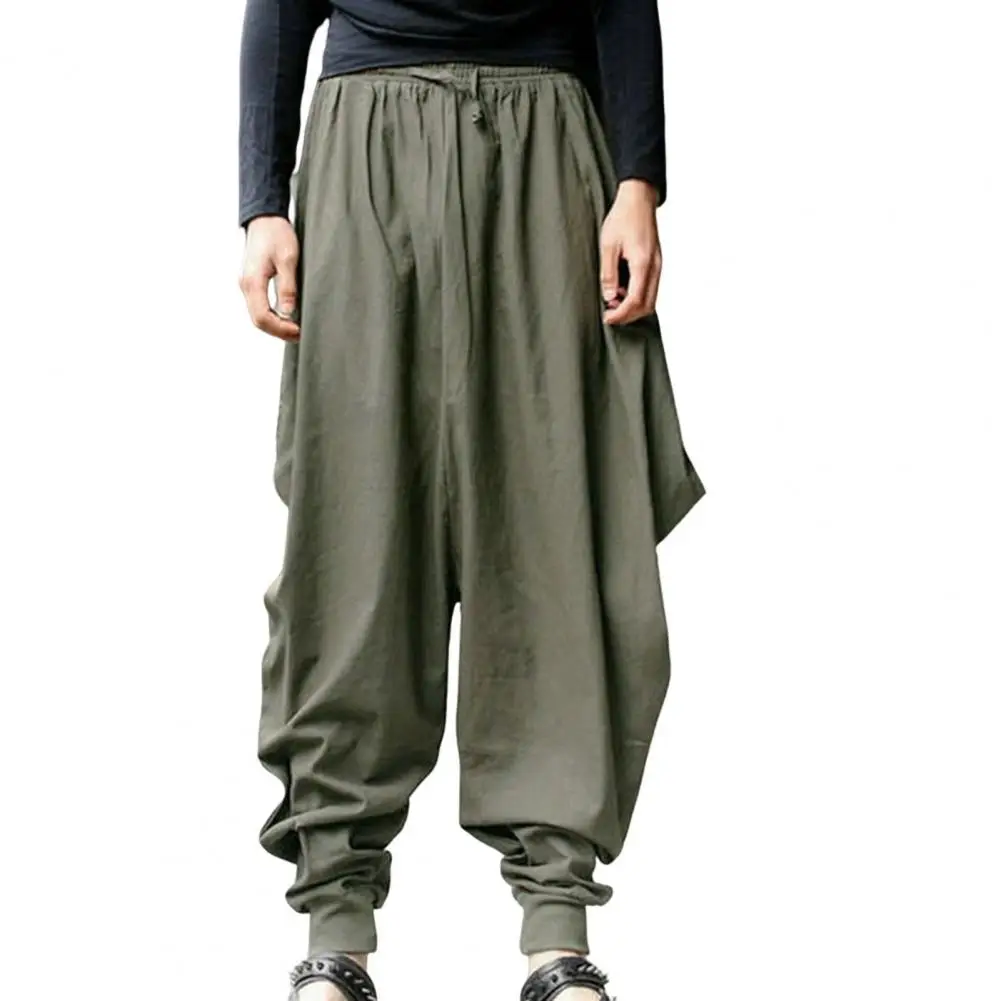 

pantalones Joggers Vintage Harem Pants Drop Crotch Solid Color Drawstring Mid Rise Ankle Tied Baggy Pants Sweatpants Streetwear