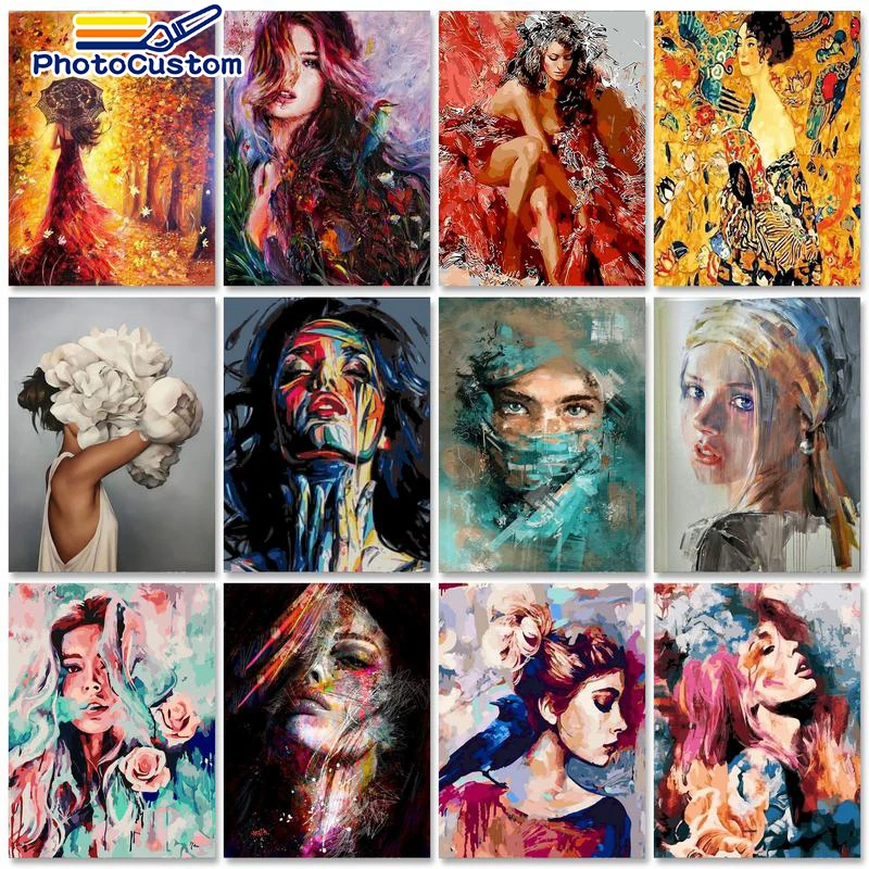 

PhotoCustom 60x75cm Painting by numbers Crafts Canvas painting Figure DIY Coloring by numbers Artwork Home decor