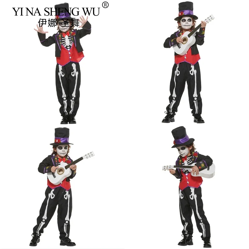 Хэллоуин Страшный Косплей Скелет Роза Мальчик Деволь Девушка Вампир Наряд