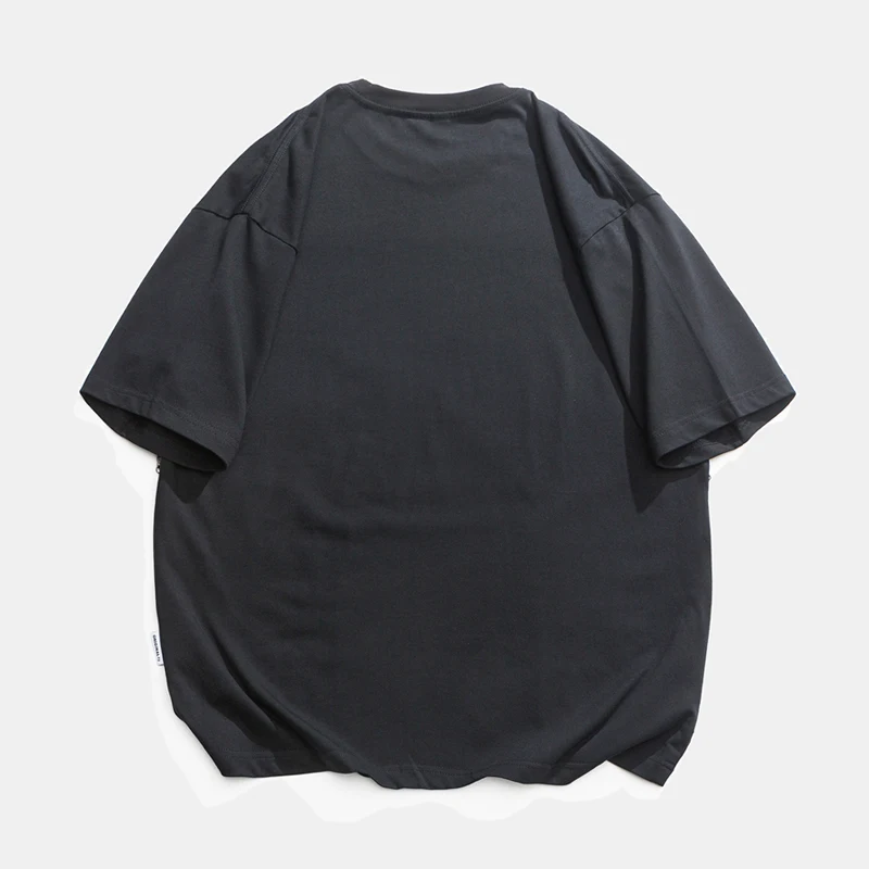 Мужская Летняя свободная футболка с коротким рукавом и карманом из хлопка 270 г