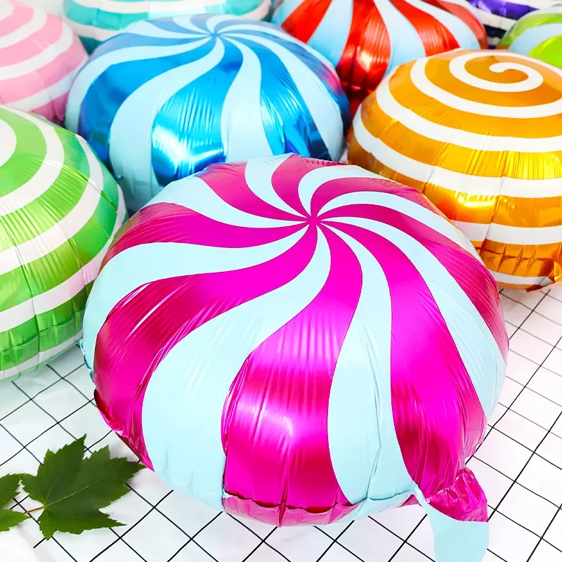 

Hot 1/5/10pcs Candy Helium foil Balloons round windmill lollipops globos baby Shower Birthday Wedding Party Supplies Decor Kids