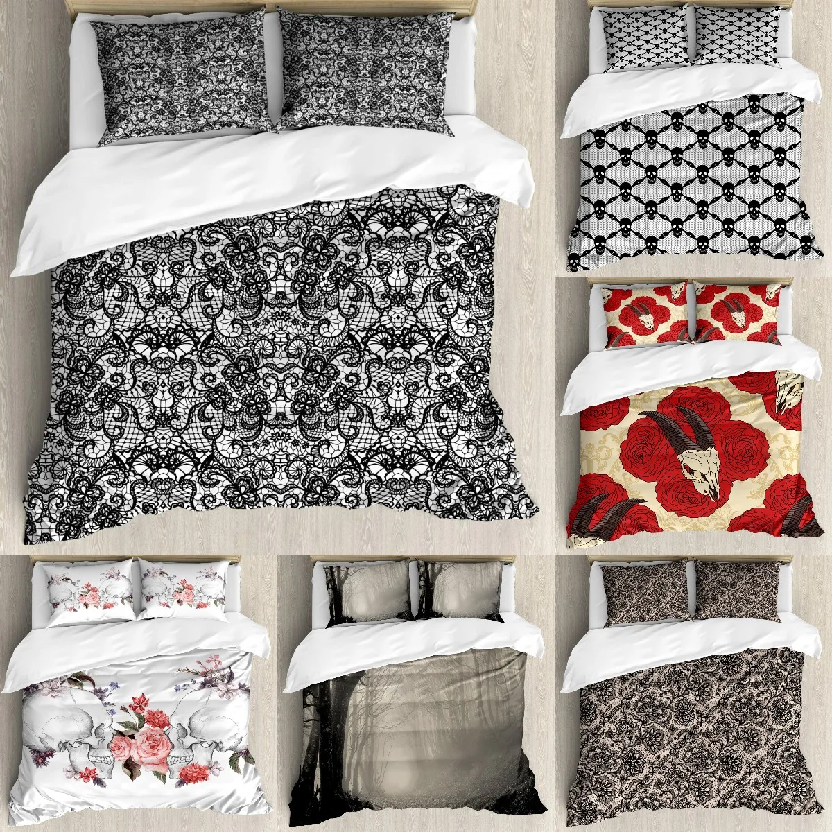 

Gothic Duvet Cover Set Classical Bridal Composition Vintage Spring Motifs Victorian Wedding Qulit Cover Double Queen King Size