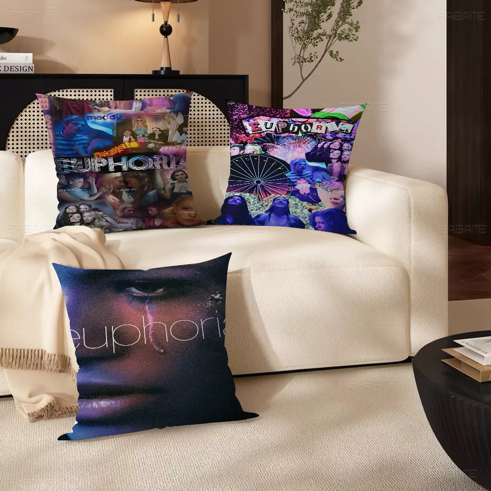 Euphoria TV Show Pillow Covers Cartoon Sofa Decorative Home Double-sided Printing Short Plush Cute Cushion Cover