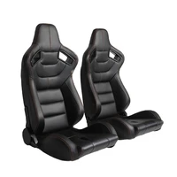 1 pair adjustable sport car seat black pvc leather racing seats