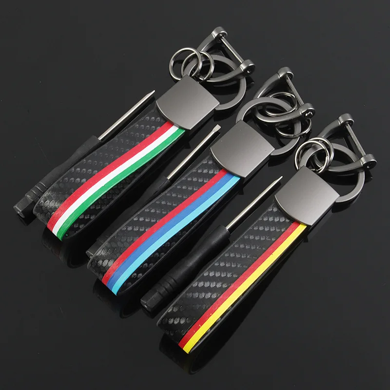 

Luxury Carbon Leather Men Keychain Black Clasp Creative DIY Keyring Holder Universal Car Key Chain For Men Jewelry Gift Pendant