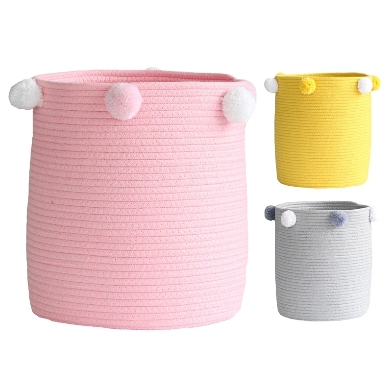 

1Pcs Multi Purpose Laundry Basket Hand Woven for Sundries Storage Box Cotton Rope Laundry Basket Foldable