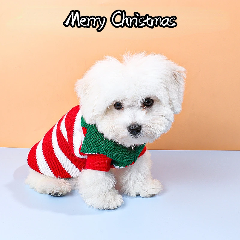 

Осенне-зимний свитер для домашних животных, теплый вязаный свитер с мультяшным рисунком, ветрозащитная уличная одежда для собак и кошек