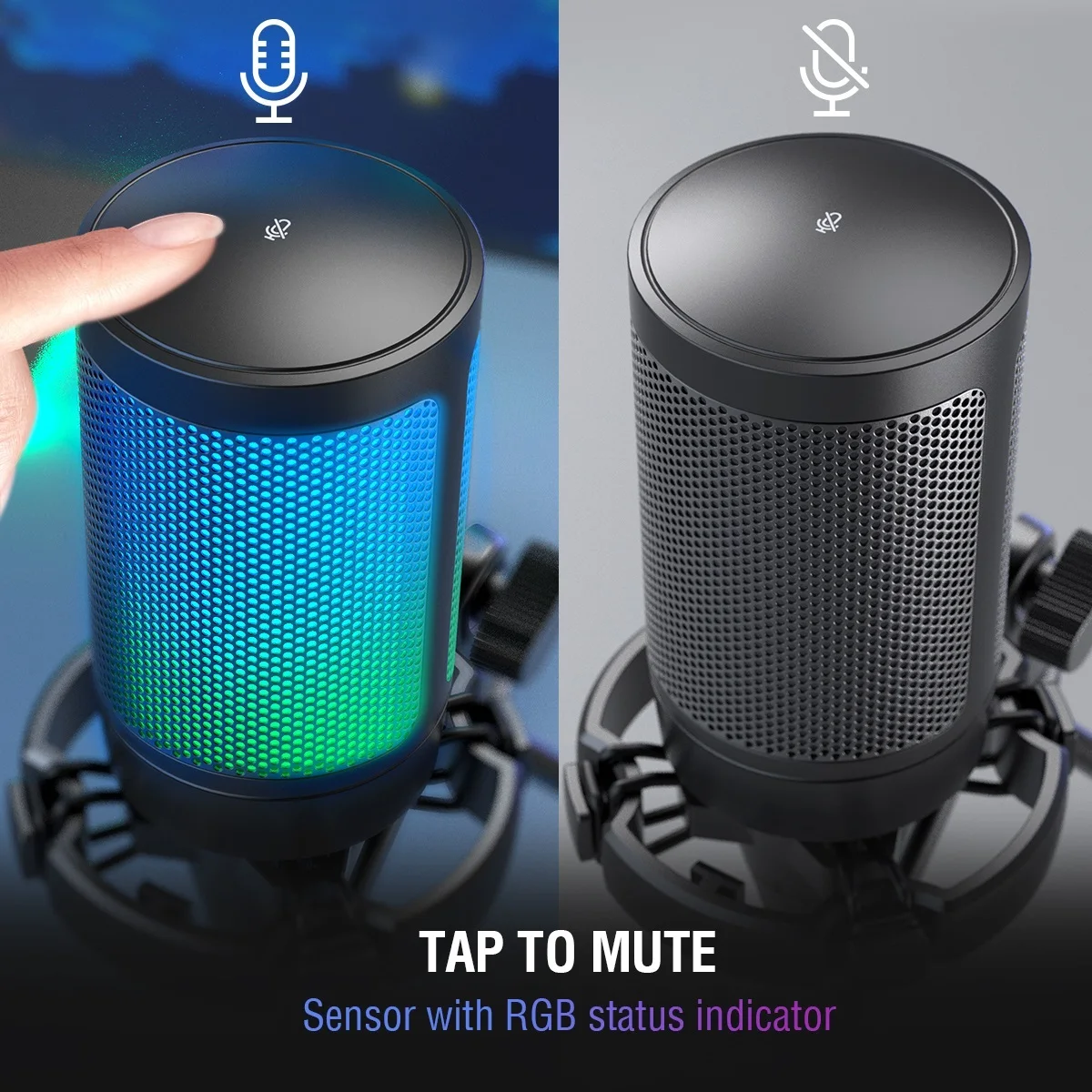 USB Condenser Gaming Microphone for PC PS4 PS5 MAC with Pop Filter Shock Mount&ampGain Control Podcasts Twitch YouTube |