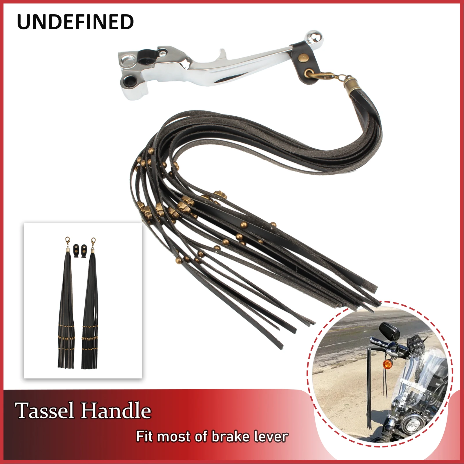 

Universal Tassel Handle Motorcycle Brake Clutch Lever Cover PU Leather Skull Rivet Fringe Grips For Harley Indian Cafe Racer