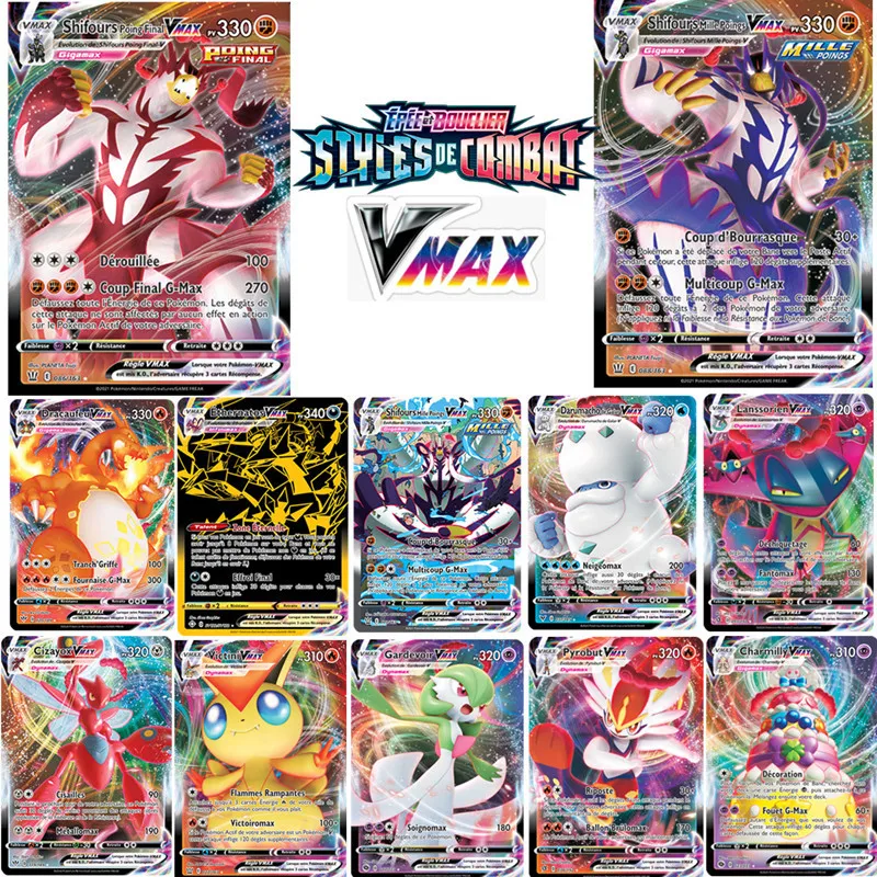 

Pokemon French Version Card Little Fire Dragon 100pcs Vmax Children's Board Game 8.6X6.3cm Children's Toy Collection Card Gift