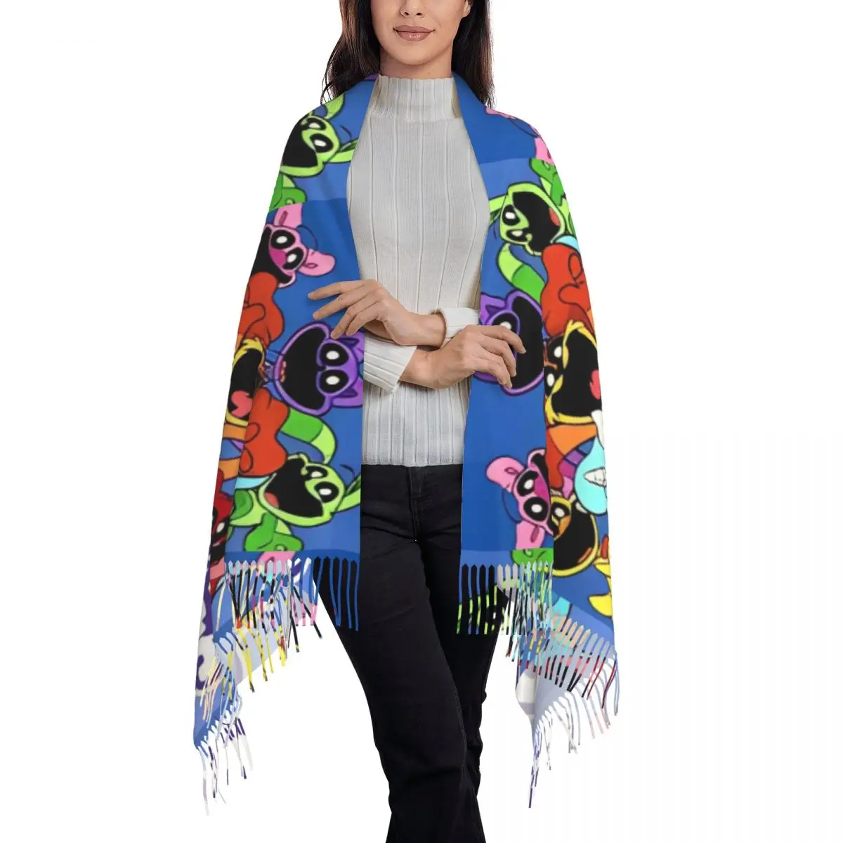 Улыбающийся шарф-защепка для малышей сохраняющий тепло шаль накидки с кисточкой