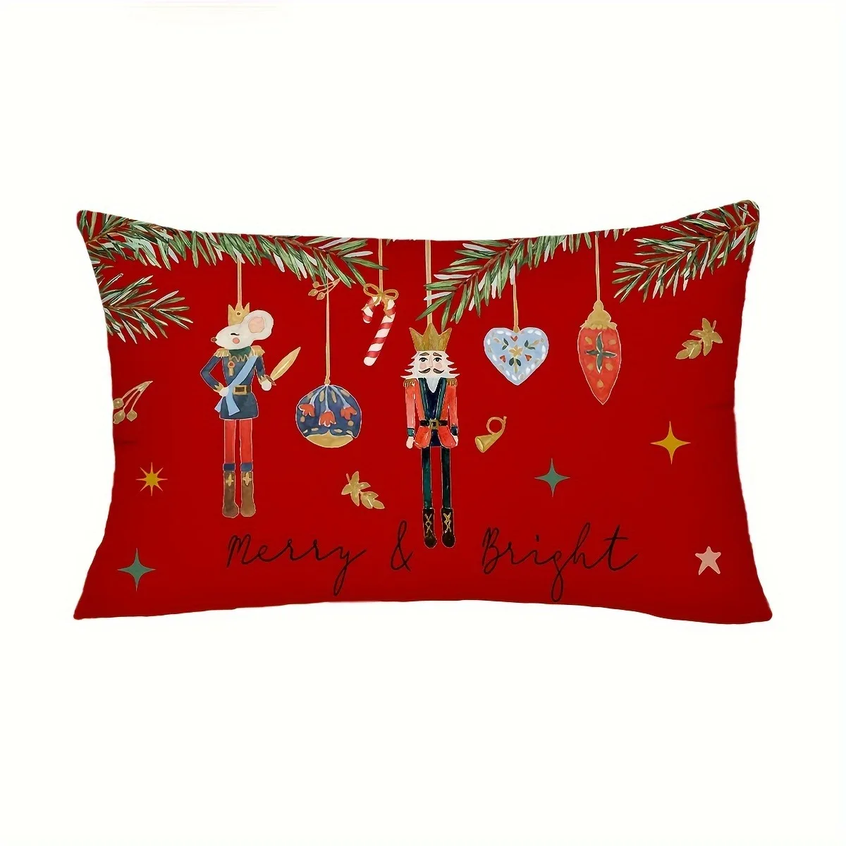 

Рождественские наволочки Festive Nutcracker & Christmas Tree, красный, хлопок