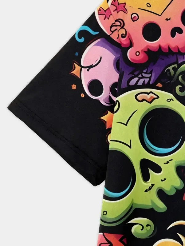 Детская Летняя Одежда Синяя Футболка С 3D Принтом Мультяшного Черепа Для