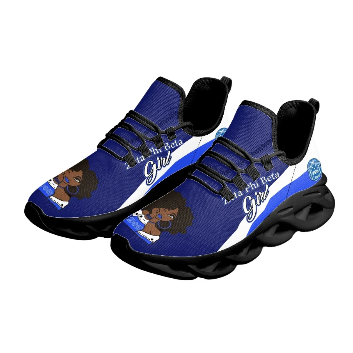INSTANTARTS Zeta Phi Beta Blue Print Ladies Platform Flats Summer Non-Slip Outdoor Mesh Shoes Casual Sneakers for Women Zapatos