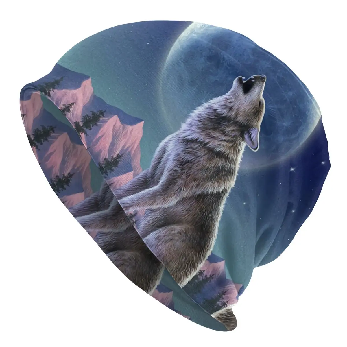

Вязаная шапка унисекс Wolf Moon, теплая зимняя шапка
