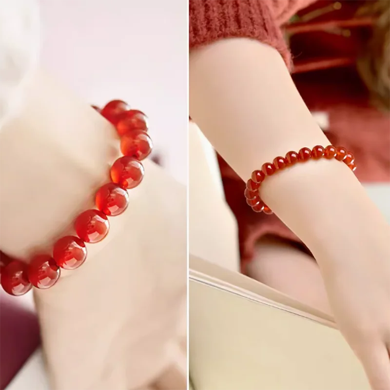 Женский браслет из бусин с натуральным рубином