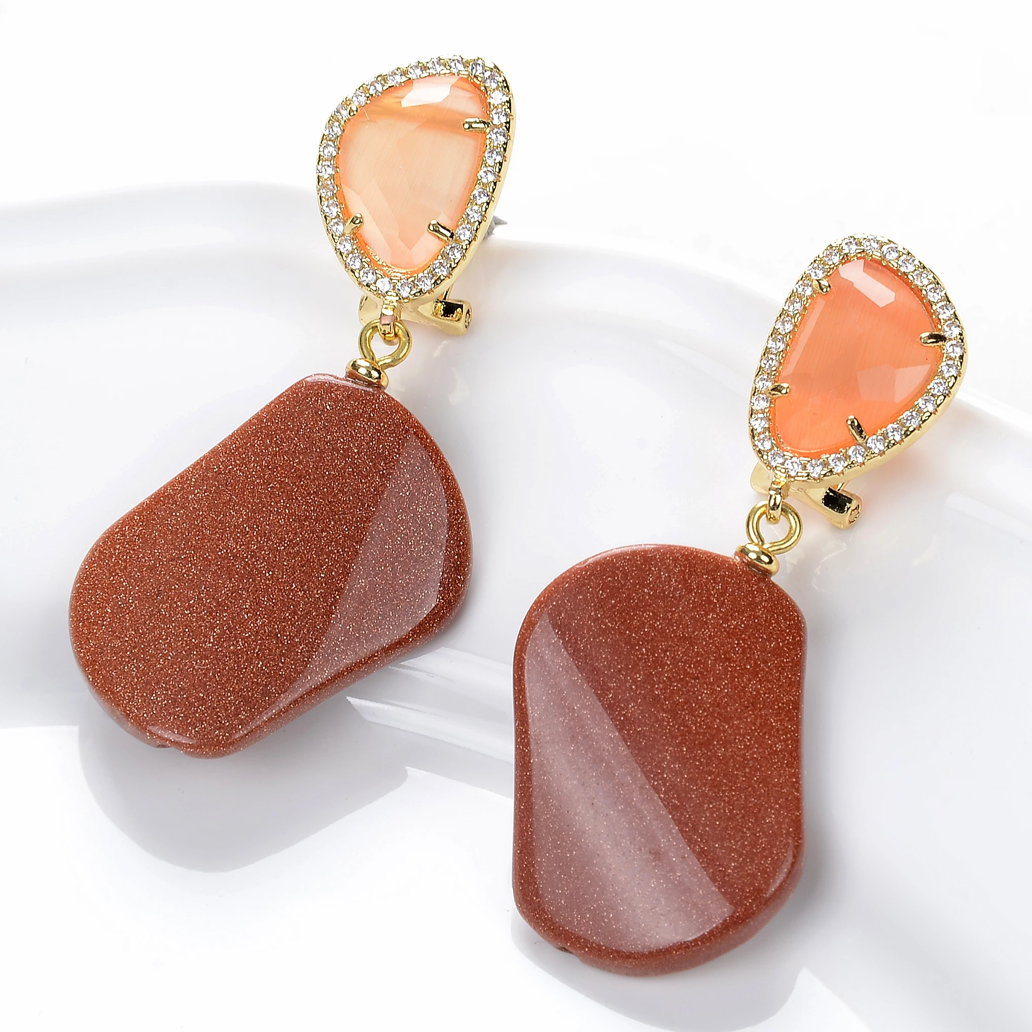 

Высококачественные цветные серьги с геометрическим камнем для женщин, богемные простые винтажные серьги ручной работы с кубическим циркон...