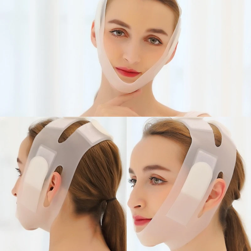 Face Mask Silicone V Lifting V Line Shape Face Lift UP Facial Slimming Bandage Mask Cheek Chin Neck Slimming Thin Belt images - 6