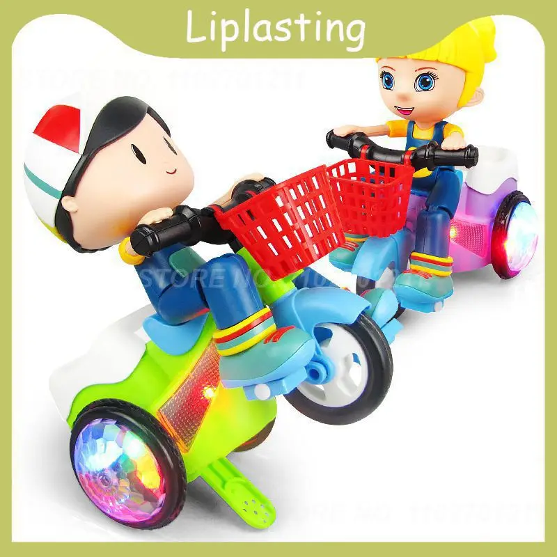 

Toy Car Tricycle Xmas Gift For Kids Boy Girl RC Off-Road Trucks Electric Rotate Stunt Dynamic Lighting Music Cartoon Motorcycles