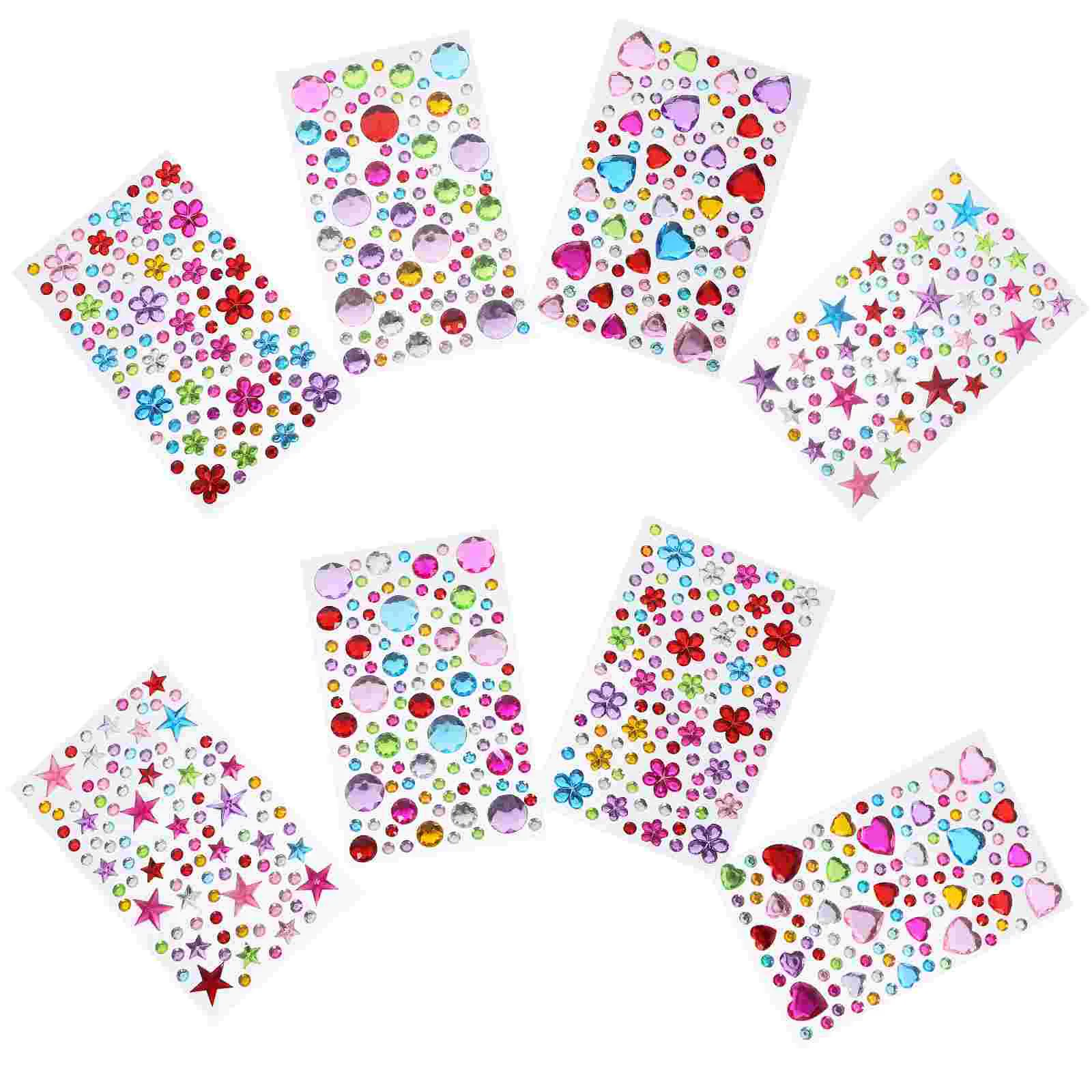 8 листов акриловая наклейка самоклеящиеся стразы для лица наклейки поделки