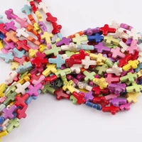 24pcs mixed colors howlite loose spacer cross beads jesus cross charms for jewelry making bracelet diy wholesale