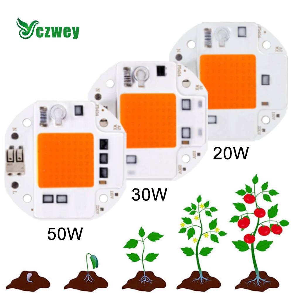 

LED Grow COB Light Chip Full Spectrum AC 110V 220V 20W 30W 50W No need driver For Growth Flower Seedling Grow Plant Lighting