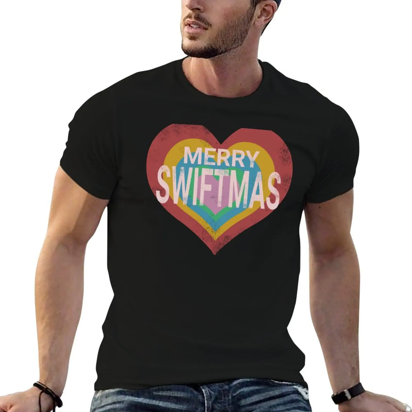 Фото Винтажная футболка Swiftmas, мужская летняя футболка с индивидуальным принтом, черная хлопковая футболка, однотонная, для мужчин, в упаковке. №1