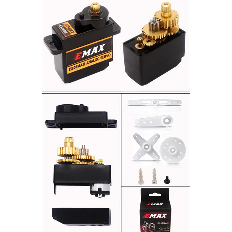 10 шт. серводвигатель EMAX 2 кг турка ES08MA II с металлической шестерней JR для