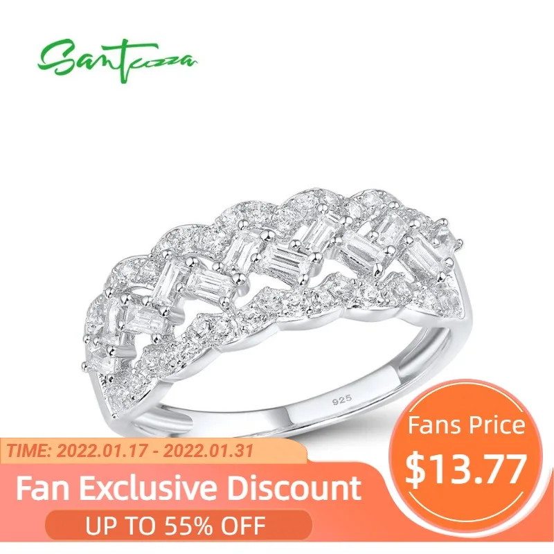 

SANTUZZA Silver Rings For Women Pure 925 Sterling Silver Sparkling White Cubic Zirconia Fancy Bague Bijoux Fashion Fine Jewelry