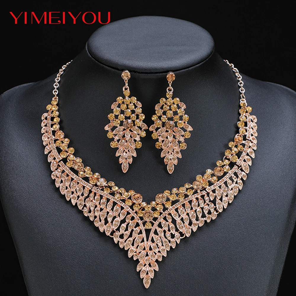Zircon Necklace Earrings Jewelry Sets Korean Circle Light Luxury Fashion New Style Simple Trendy Elegant Female Free Shipping images - 6