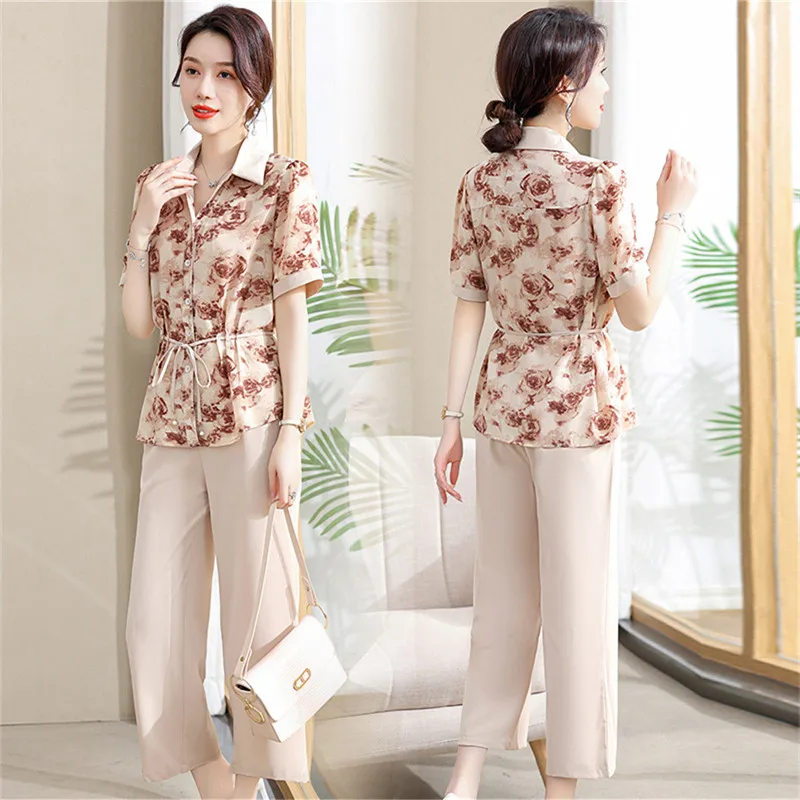 Модный комплект для молодых мам новинка летняя одежда женщин среднего и пожилого