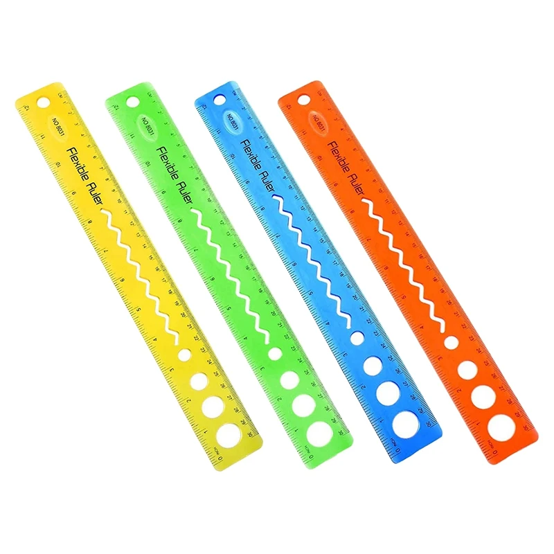 

Flexible Ruler 12 Inch 4 Piece Student Transparent Ruler Student Anti Crack Plastic Ruler Office Ruler