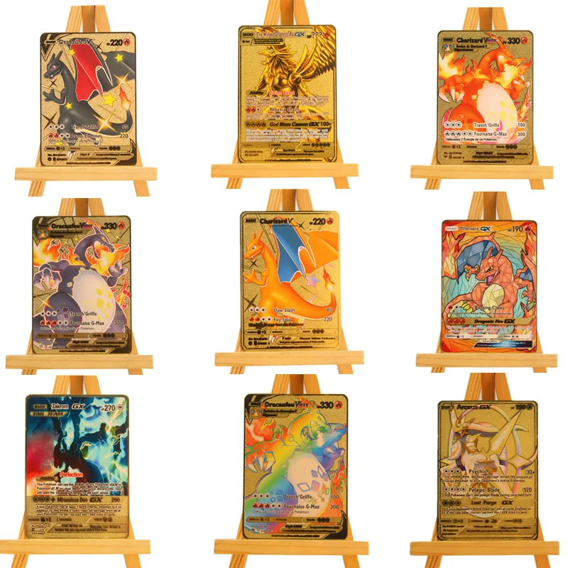 

Japanese Pokémon Metal Cards Anime Cartoon Collection Cards Pikachu Game Battle Cards Collection Gifts for Children and Friends
