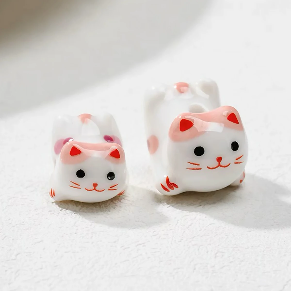 15x21mm Vertical Hole Lucky Cat Animal Anime Ceramic Beads For Jewelry Making DIY Bracelets Earrings Necklace Porcelain Bead