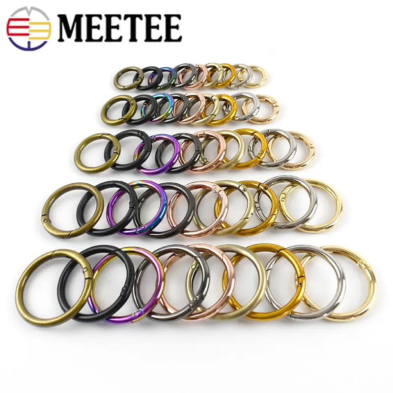 Фото Meetee 10 шт. 7-50 мм Металлические Пружинные уплотнительные кольца пряжка открывающийся кольцо для ключей крючок для самостоятельного изготовл... №2