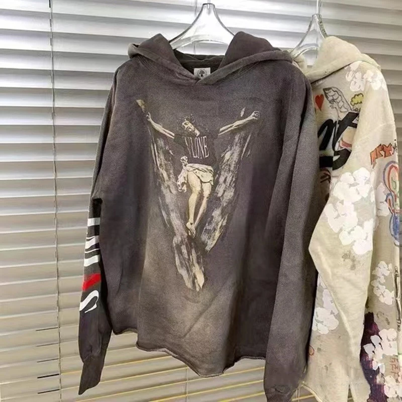 

Oversized Vintage Hoodies Washed Distressed Hooded Men Women Oversized Pullover Sweatshirts