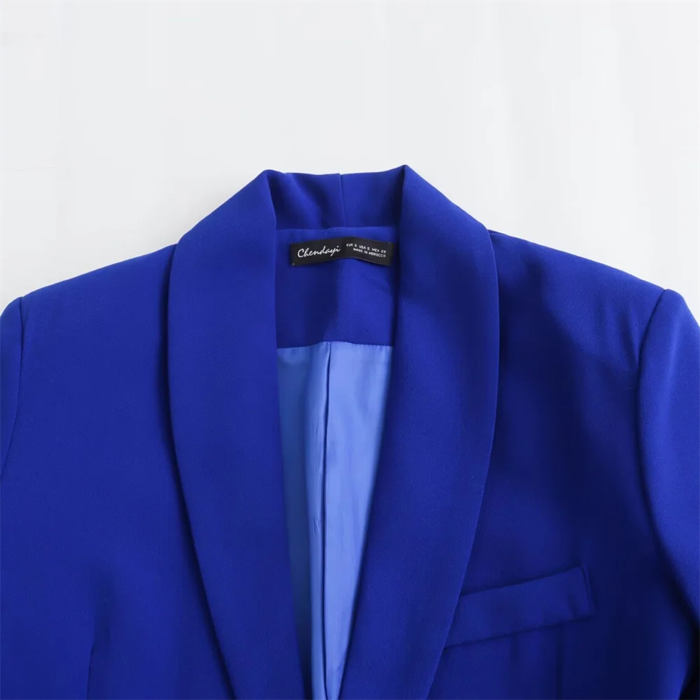 Женский весенне-летний офисный костюм с прямыми брюками и плиссированным верхом