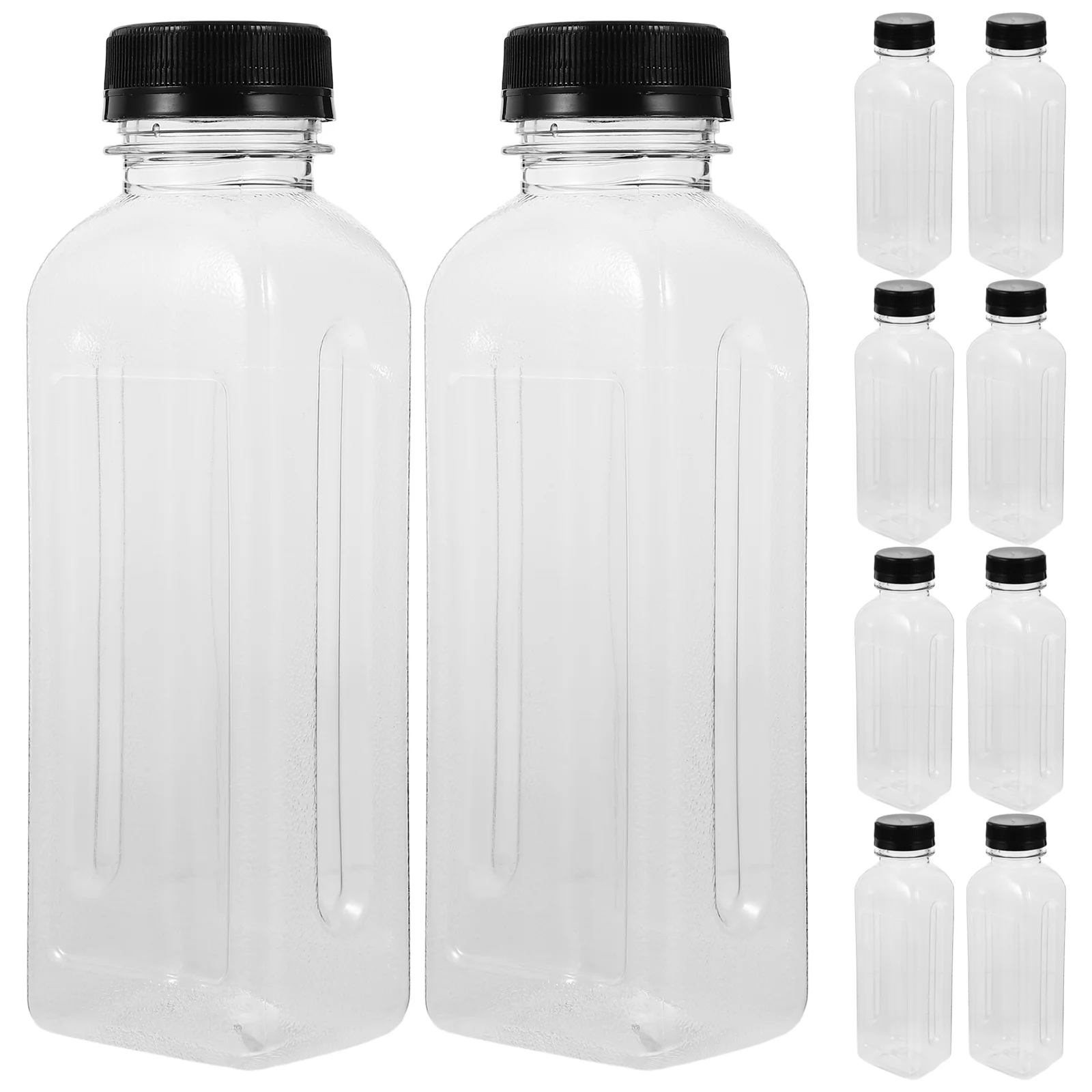 

Clear Water Bottles Caps Transparent Juice Reusable Empty Plastic Milk Beverage Drinking Containers Lids