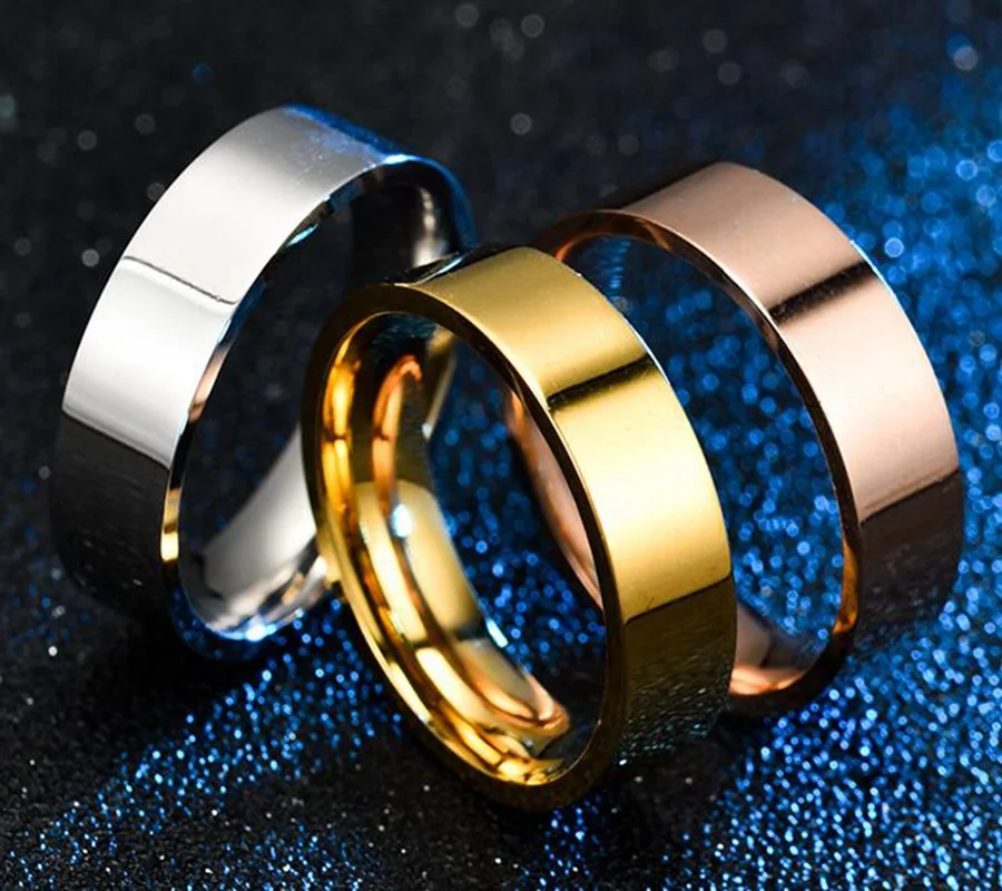 

European and American Niche 8mm Glossy Titanium Steel Ring Korean Version Simple Stainless Steel Couple Ring Wholesale