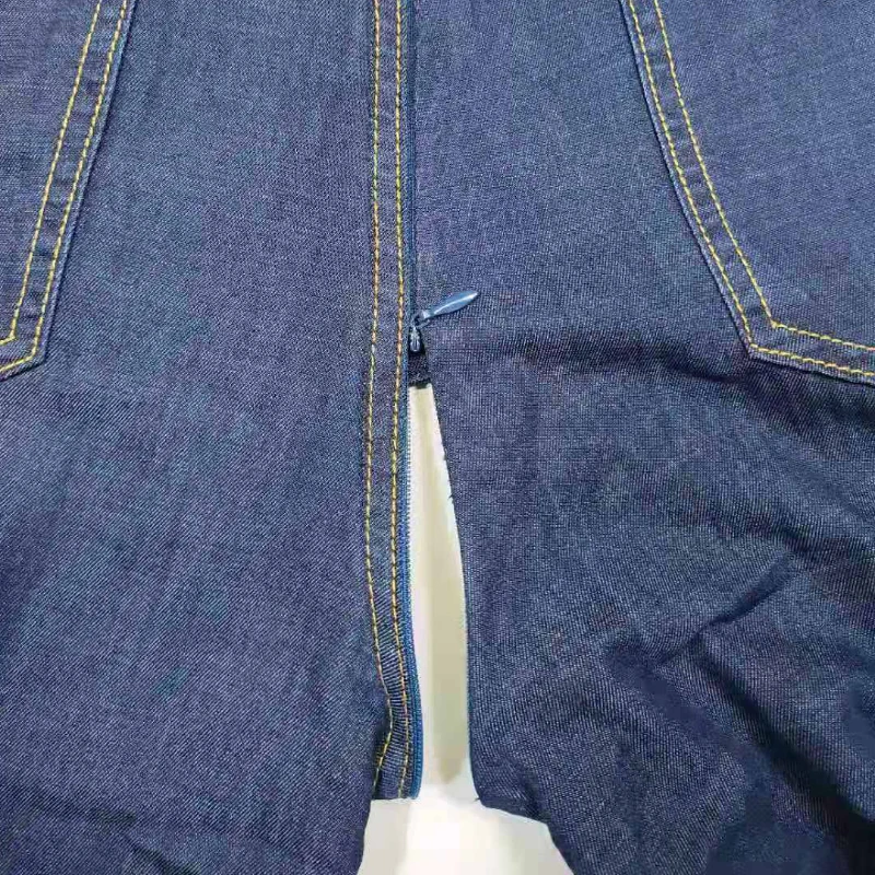 Man Outdoor Sex Open Crotch Jeans Erotic Hidden Zipper Crotchless Long Pants Low Waist Elastic Couple Game Gay Skinny Trouser