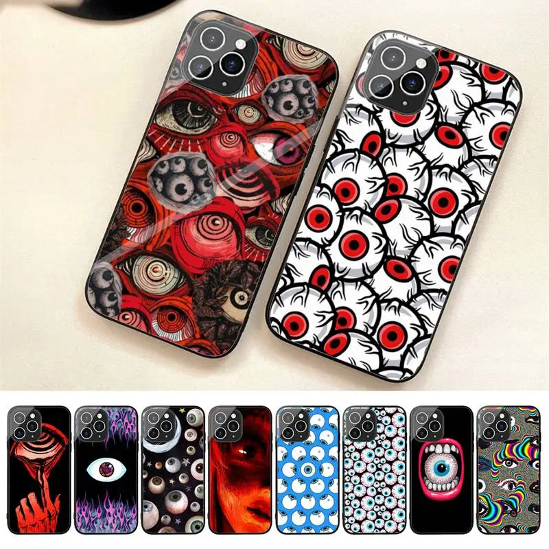 

Scary Face Eyes Phone Case For Iphone 7 8 Plus X Xr Xs 11 12 13 14 Se2020 Mini Promax Tempered Glass Fundas